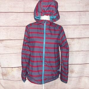 Mini Boden Grey and Red Striped Hooded Jacket Size 11-12 Y